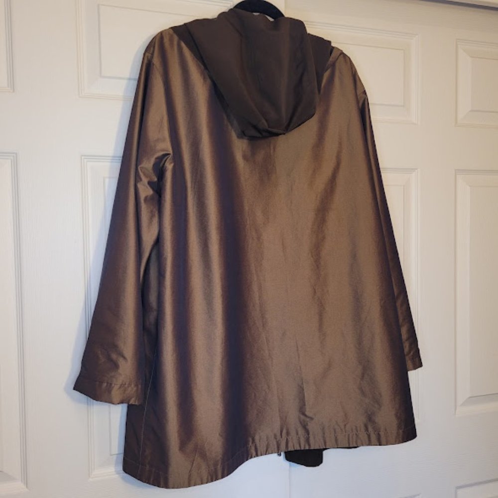 SOLD: Gallery Reversible Rain Jacket Luxurious Soft Pockets Classy Full Zip XL - Picture 2 of 5